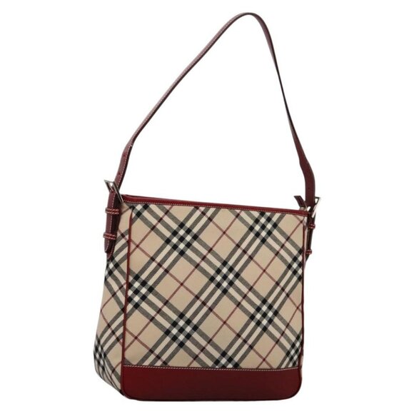 BURBERRY Nova Check Blue Label Shoulder Bag Canvas Beige Auth BD954 - Picture 1 of 16